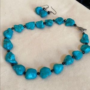 Turquoise necklace and earrings